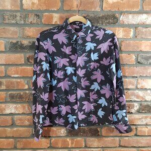 Vintage Versus Versace Silk Leaf Print Button-front Blouse Women's IT 38 / US 2